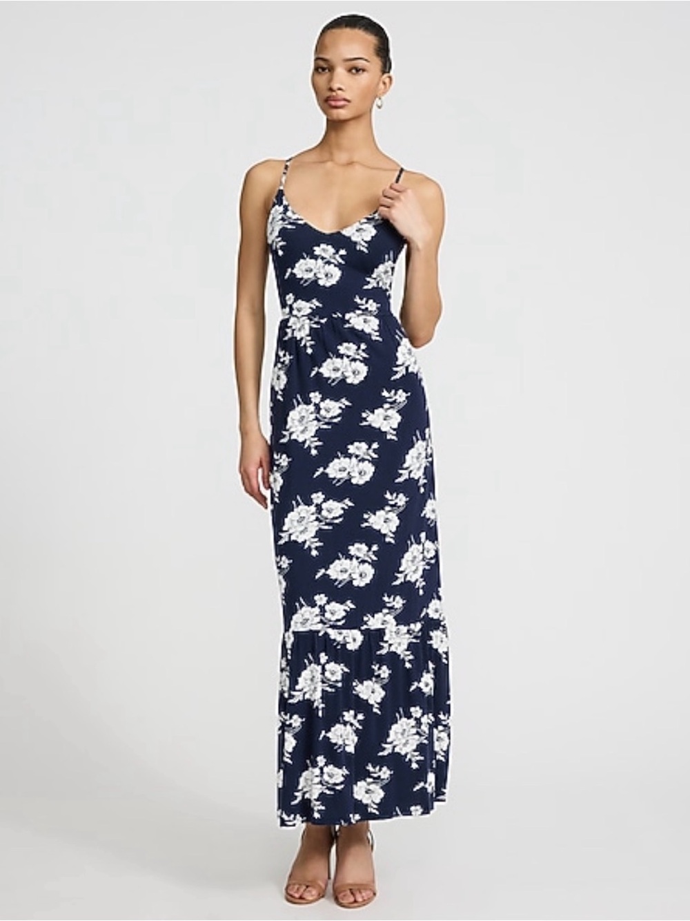 Express FLORAL V-NECK SLEEVELESS OPEN SMOCKED BACK MAXI DRESS - New With Tags!